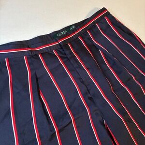 Lauren Ralph Lauren Satin Blue Red White Stripe Womens Size 10p Slacks Pockets